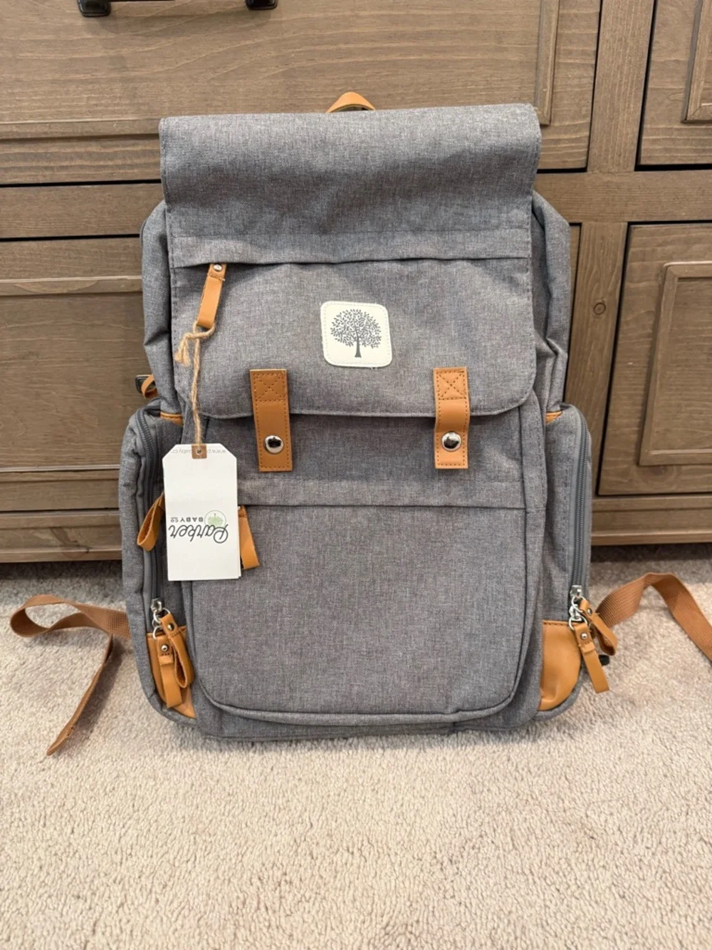 Parker Baby Co. Birch Bag - Diaper Backpack - Gray